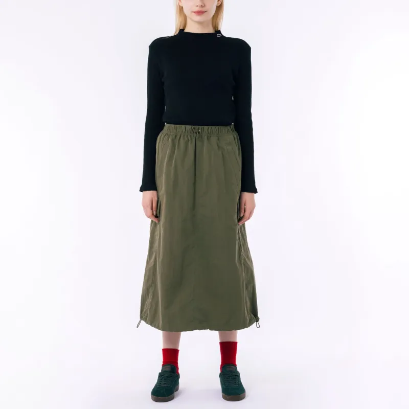 LACOSTE Casual Long Skirt Women's Khaki Olive-3