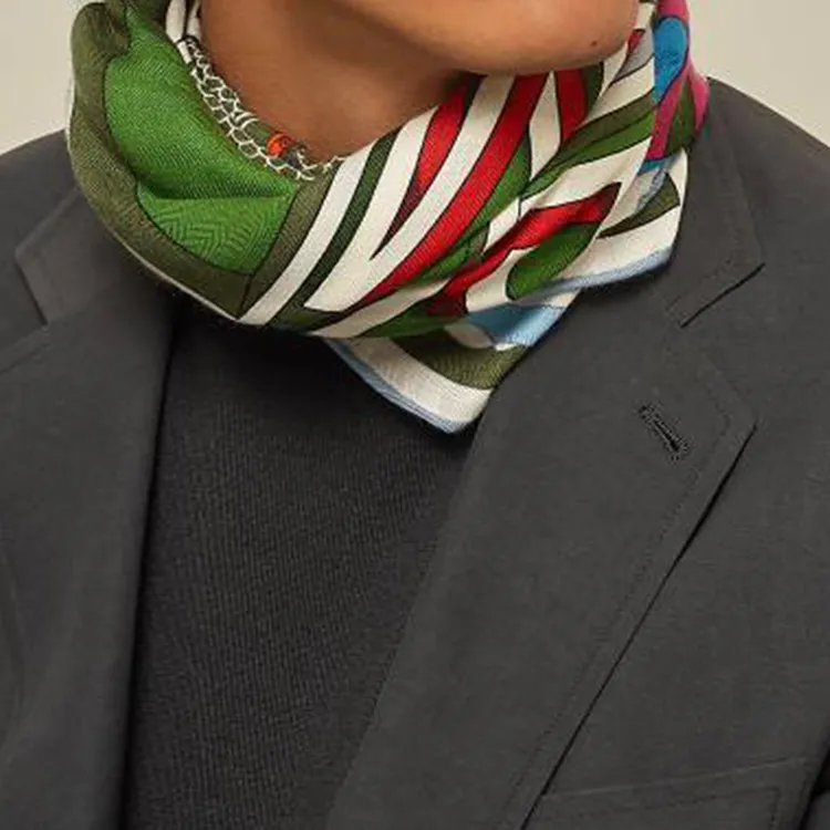 HERMES Cashmere Silk Scarves Unisex Multicolor-1