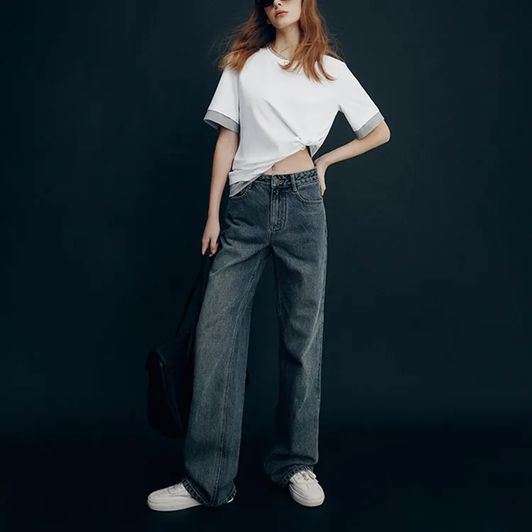 Famanxuan T Shirt Women's White & Gray-2