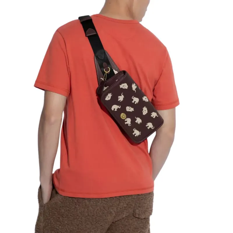 COACH Dinky Leather Fanny Pack Small Size Women's Dark Brown-3
