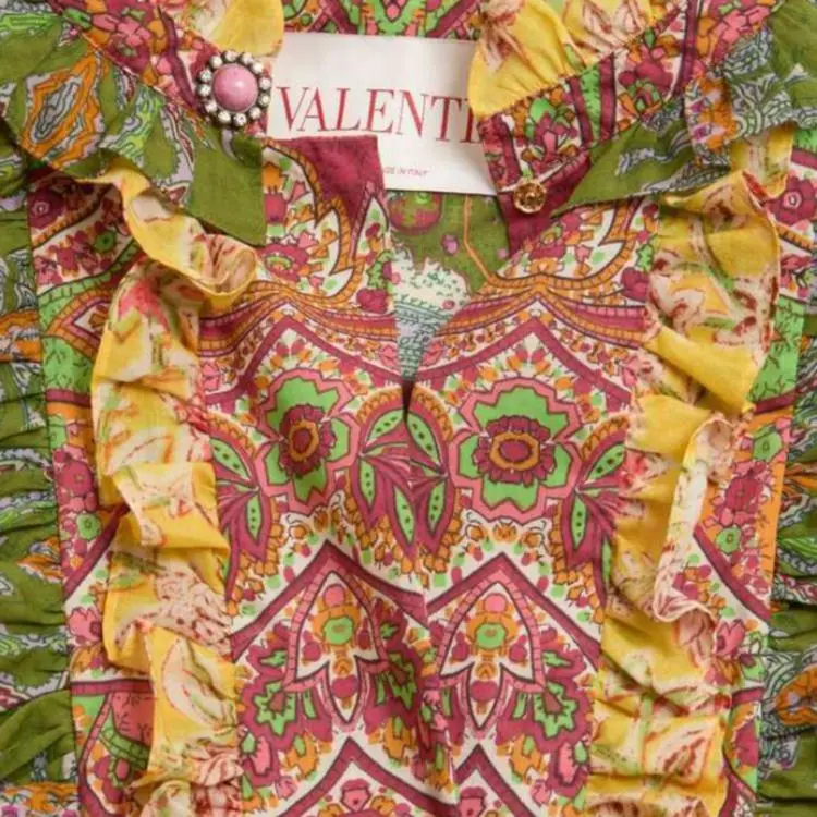 Valentino All Over Patterned Ruffled Dress-4