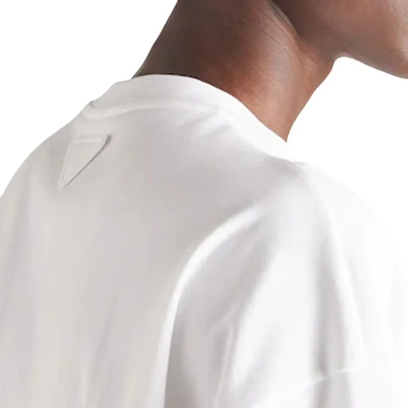 PRADA Embroidered Interlock Crop T shirt White-4
