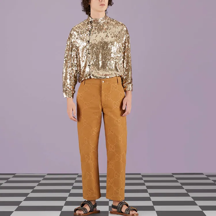 GUCCI GG jacquard Cotton Straight Trousers-3