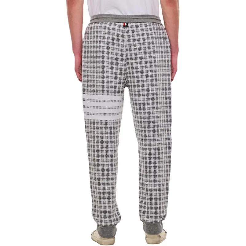 THOM BROWNE Check Jacquard 4 Bar Sweatpants-4