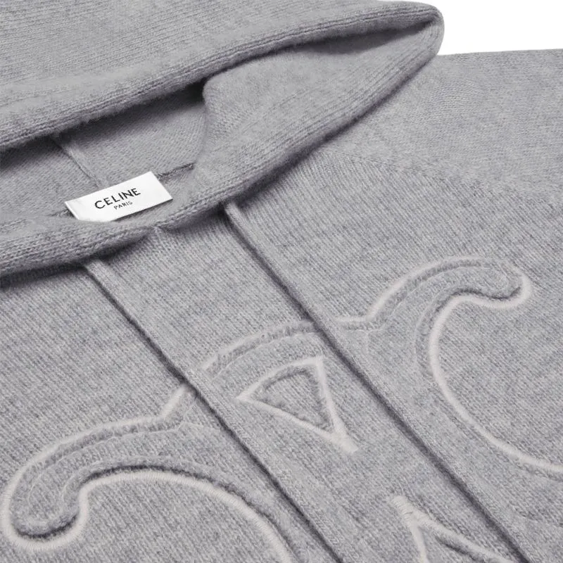 CELINE Triomphe Hoodie In Sporty Wool And Cashmere-2