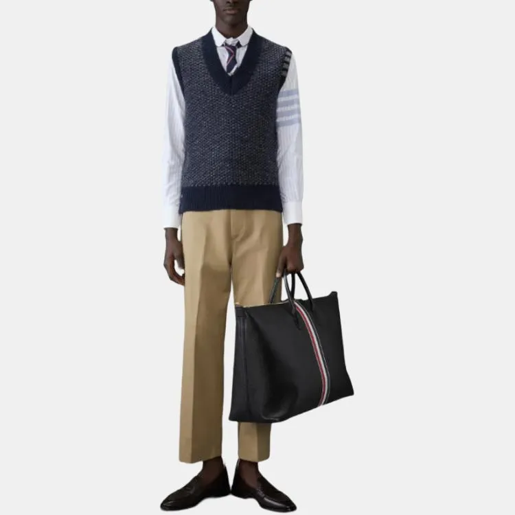 THOM BROWNE 4 Bar Textured knit Vest-2