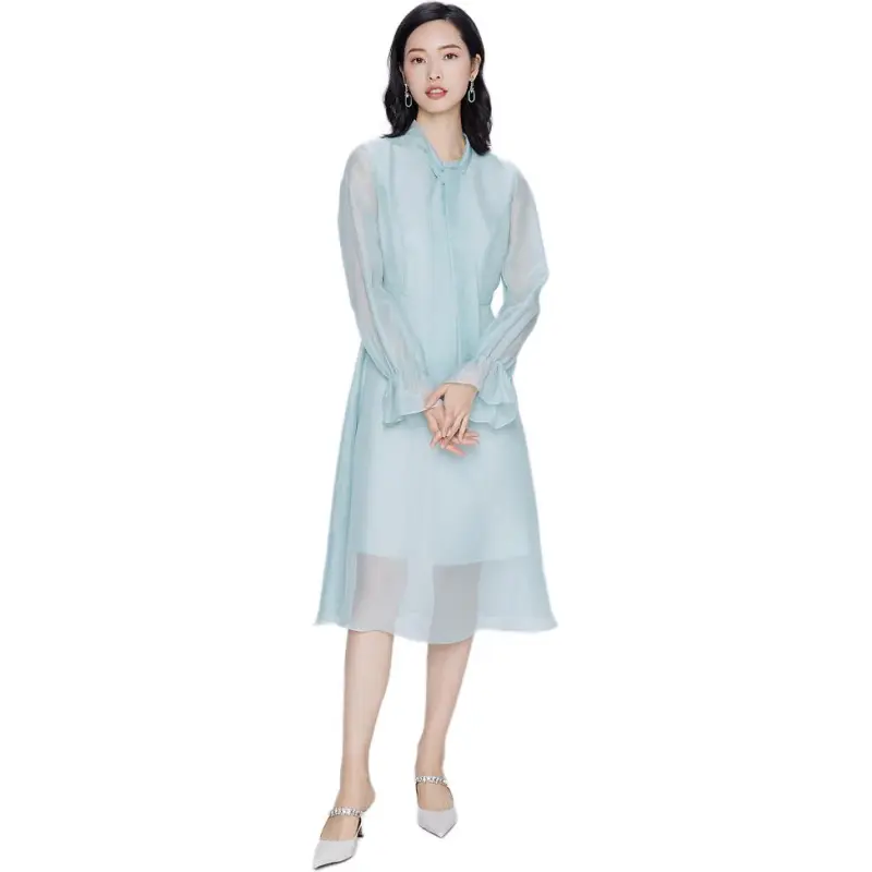 BBLLUUEE Long Sleeved Dress Women's Ice Green-6