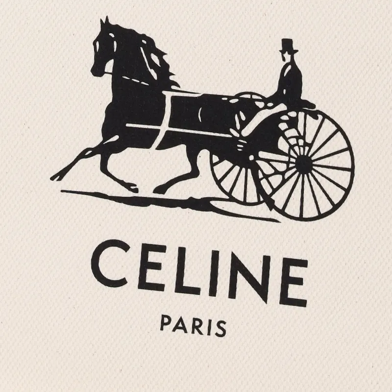 CELINE Cow Leather Canvas Clutch Tubas Women's White-3