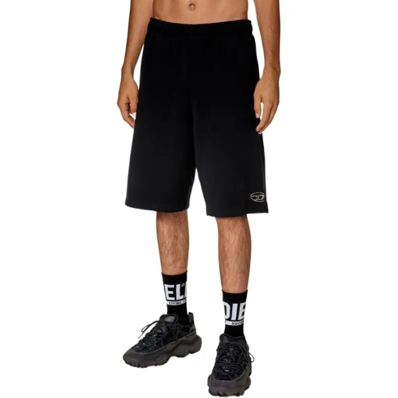 DIESEL P-Marshy-OD Logo Plaque Sweat Shorts-4