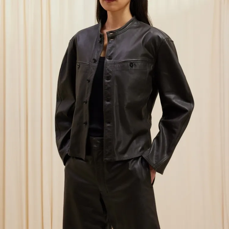 Lemaire SS24 Leather Jacket Women's Dark Brown-1