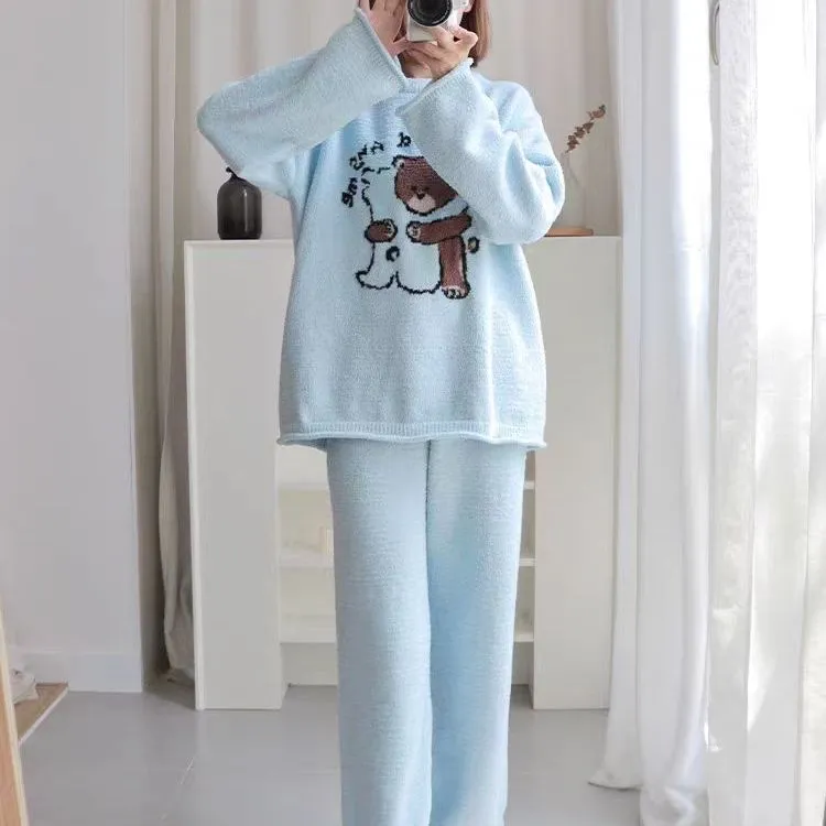 WANANNI Pajama Set Women's Cream Blue-1