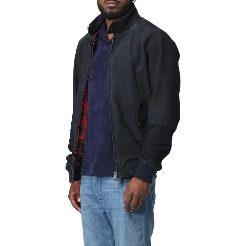 BARACUTA G9 Harrington Panelled Suede Jacket-3