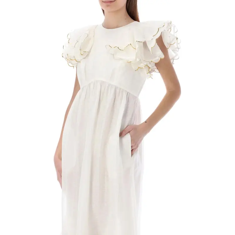 Zimmermann Short Sleeved Dresses Women's White-4