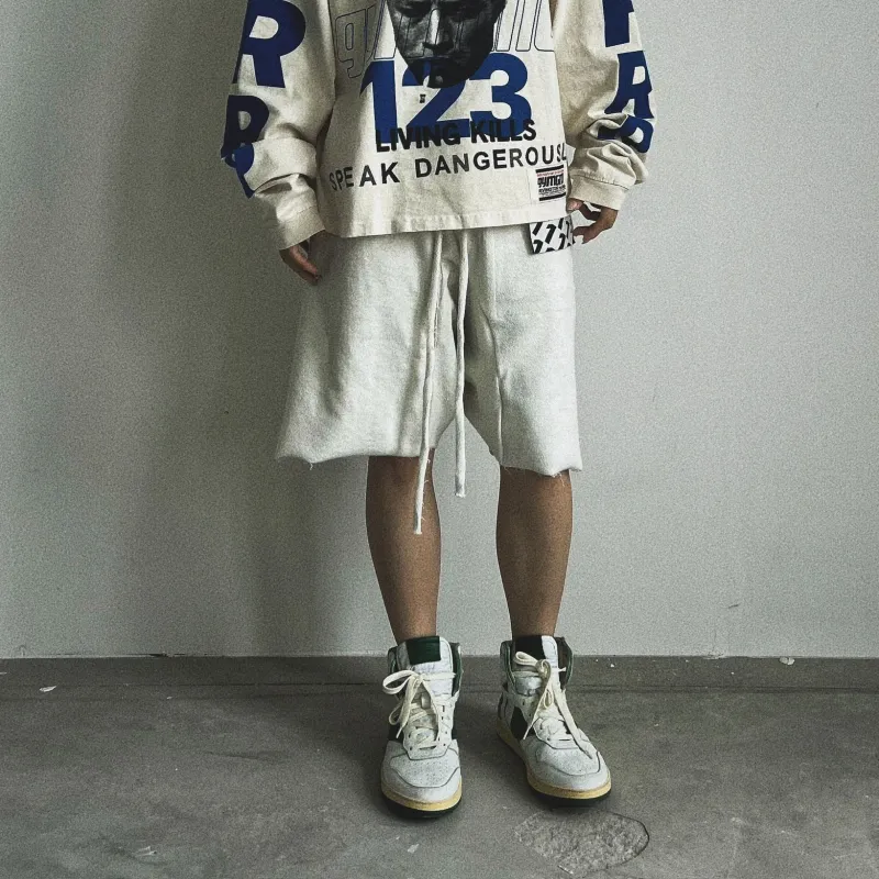 Askyurself Shorts Unisex Distressed White-7