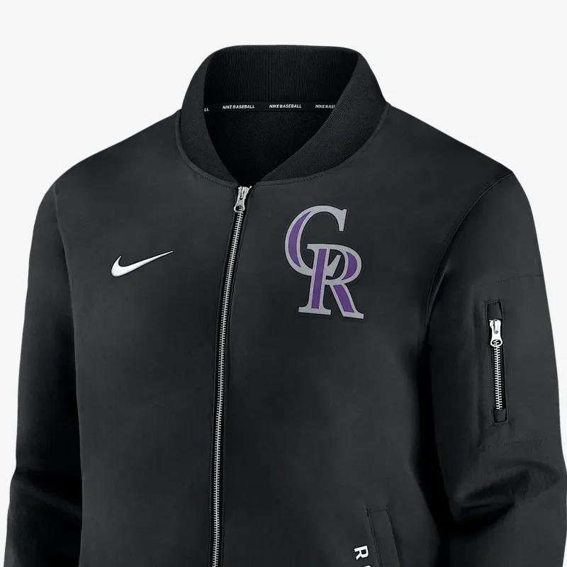 Nike Colorado Rockies Authentic Collection Dugout Men's Nike Mlb Full Zip Bomber Jacket-2