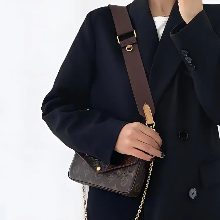 Lan Bao Fan Canvas Bag Accessory Bag Strap Women's Brown-4