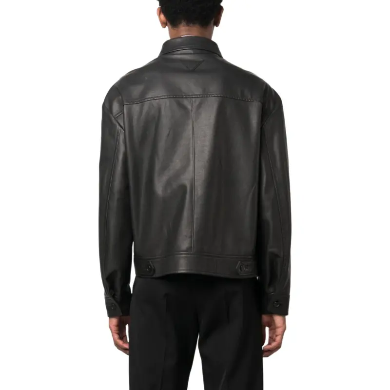 PRADA SS23 Leather Jacket Men's Black-3