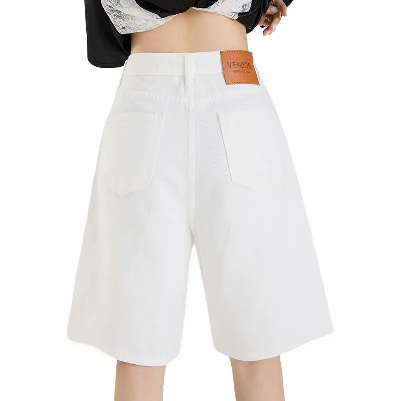 Wen Shan Denim Shorts Women's White-0