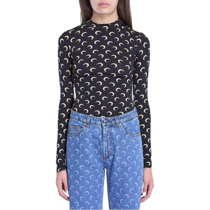 Marine Serre Crescent Printed High Neck Long Sleeved Top-3