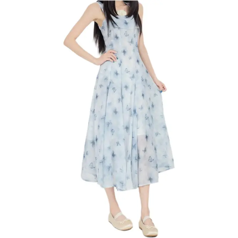 Concubine Zhu Sleeveless Dress Women's Lake Blue-1