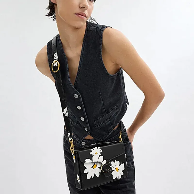 COACH Tabby Cow Leather Shoulder Bag, Crossbody Bag, Handbag Trumpets Women's Mixed Black-3