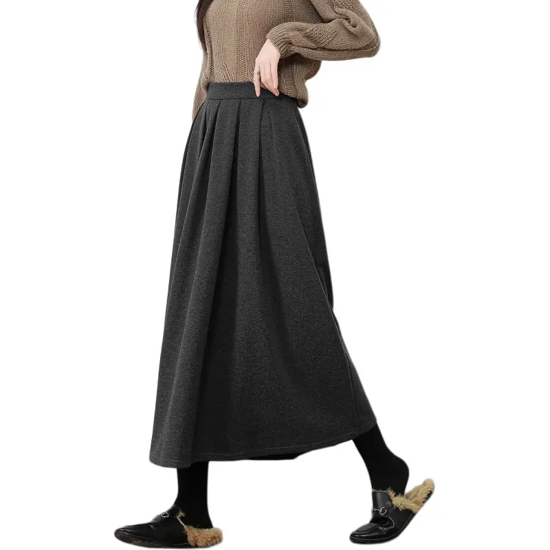 【dme】 Casual Long Skirts Women's Dark Gray-2