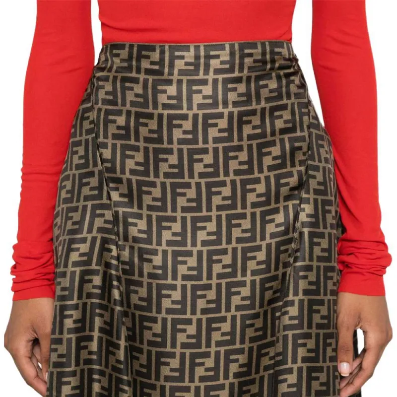 FENDI Logo Printed High Waist Skirt-5