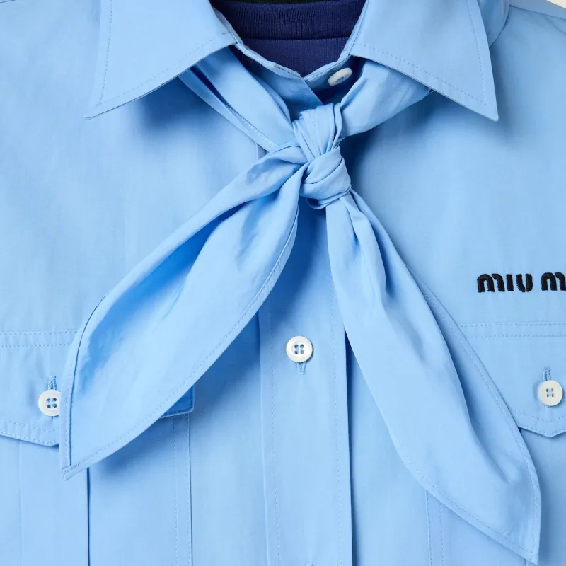 MIU MIU Scarf Detailed Button Up Poplin Shirt-4