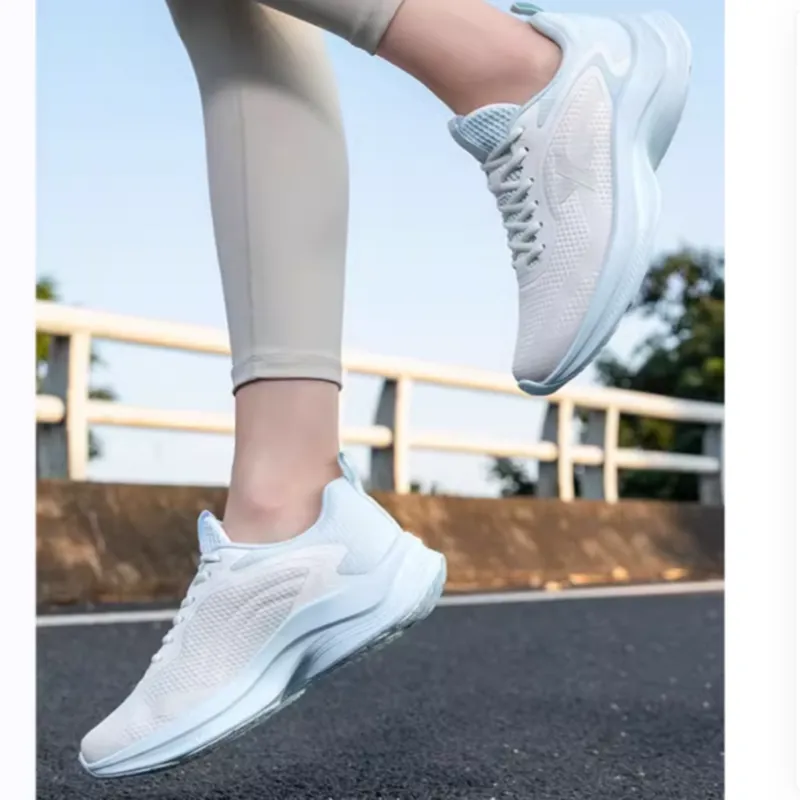 XTEP Shock Absorbers With Slip Resistant Features Low Top Casual Running Shoes Women's White Blue-3