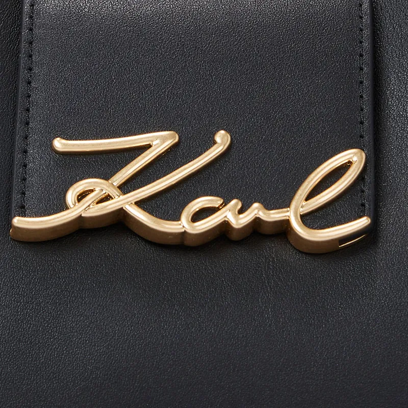 Karl Lagerfeld Signature Leather Shoulder Bag-3