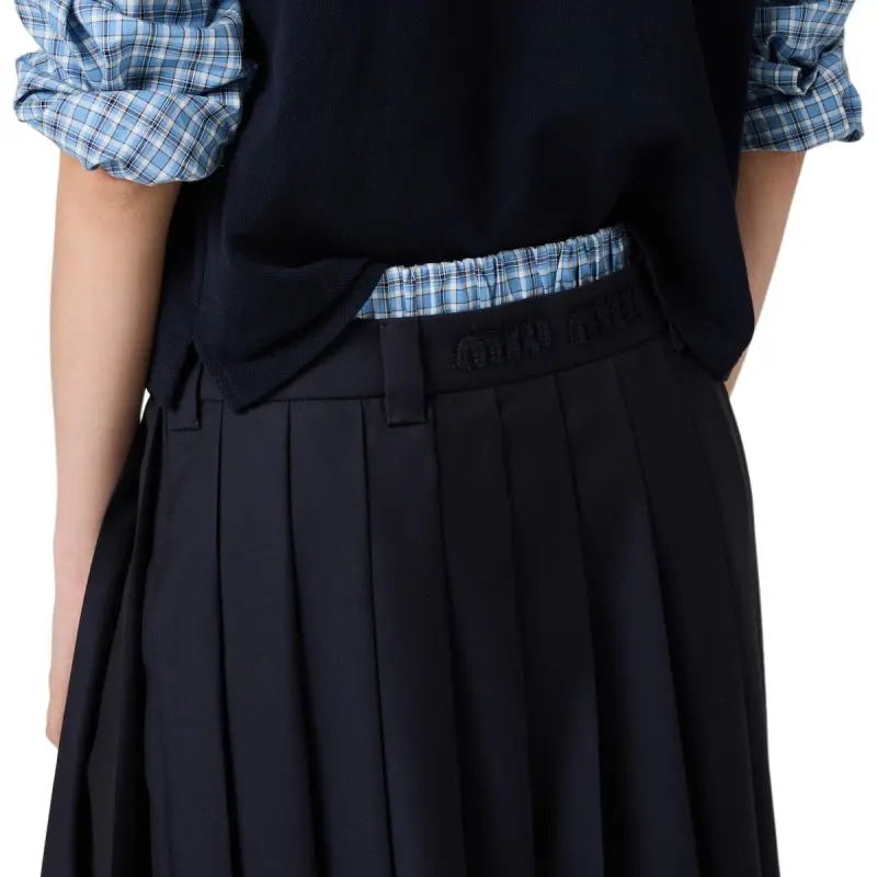 MIU MIU SS25 Casual Long Skirt Women's Marine Blue-4