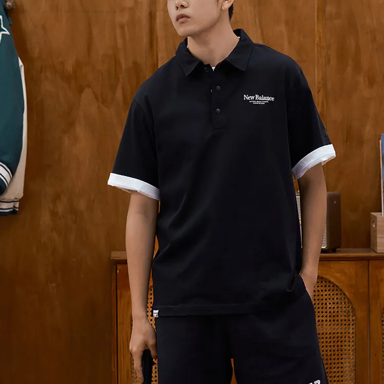New Balance Logo Polo Shirt Men's Black-6