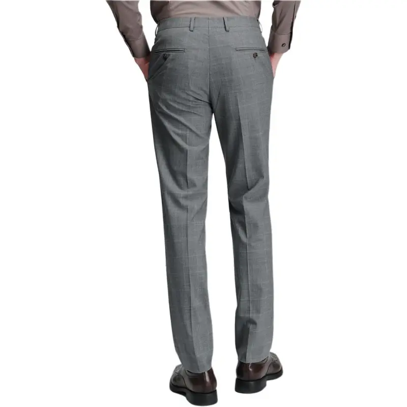 SAINT ANGELO Suit Trouser Men's Gray Base With White Blue Double Line Clear Plaid-2