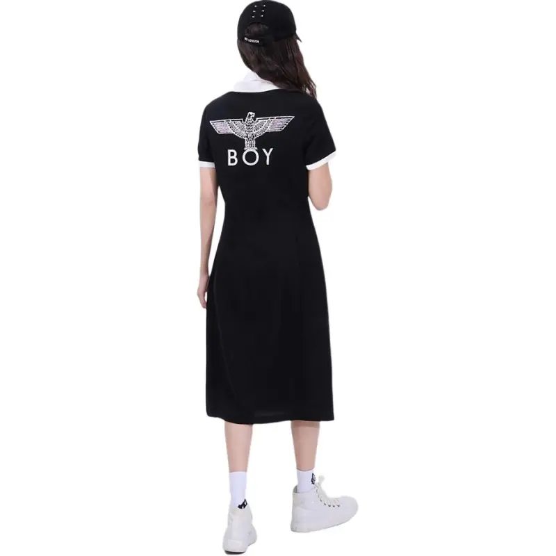Boy London Short Sleeved Dress Women's Black/Beige White-2