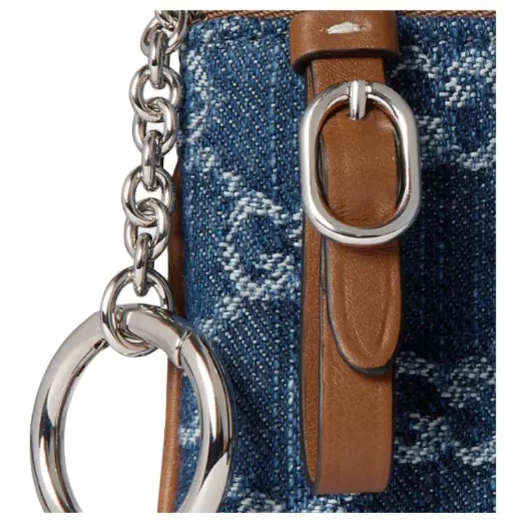 GUCCI GG Emblem Denim Clutch Women's Blue-5