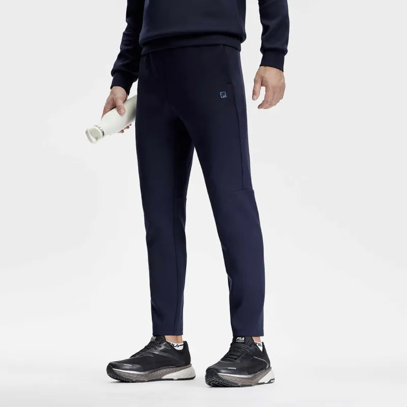 FILA Casual Sportswear Men Clothing Set Pitch Black T Shirt+Royal Blue Pants-1
