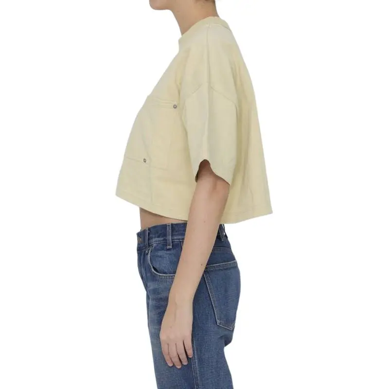 Bottega Veneta Pocket Detailed Cropped T-Shirt-4