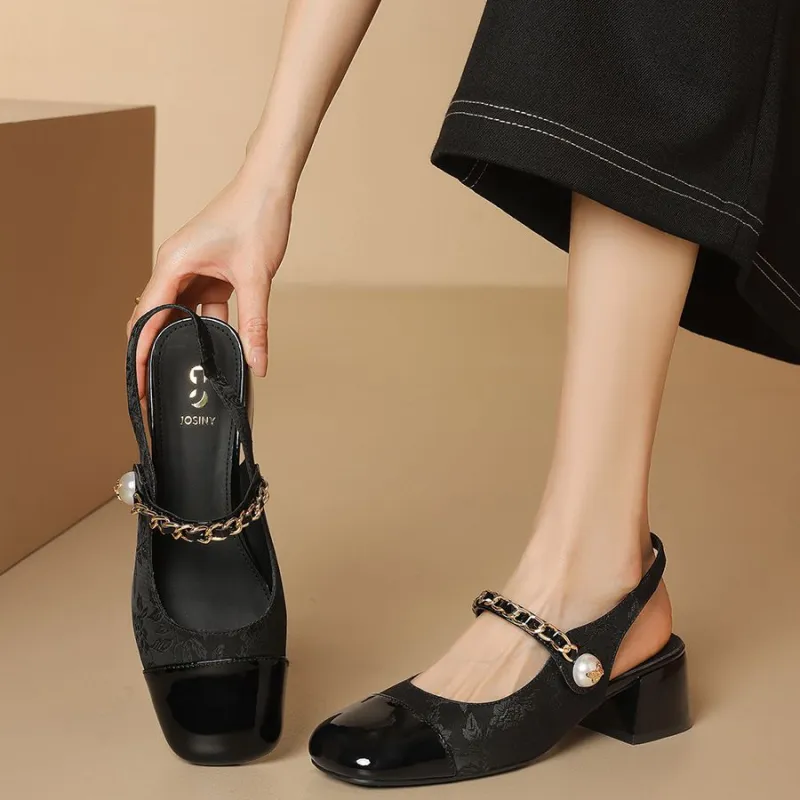 JOSINY High Heels 4.7cm Women's Ecru/Black-5