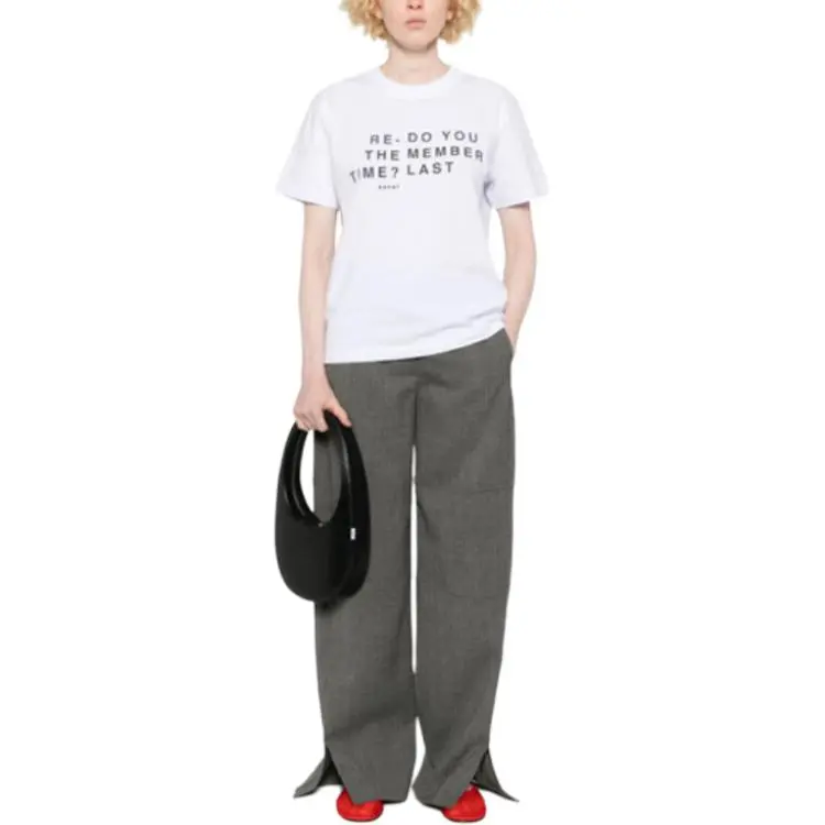 Sacai Flocked slogan T shirt-2