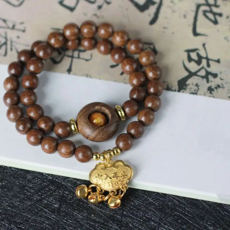 Lordship Golden Sandalwood Bead Chain Unisex-1
