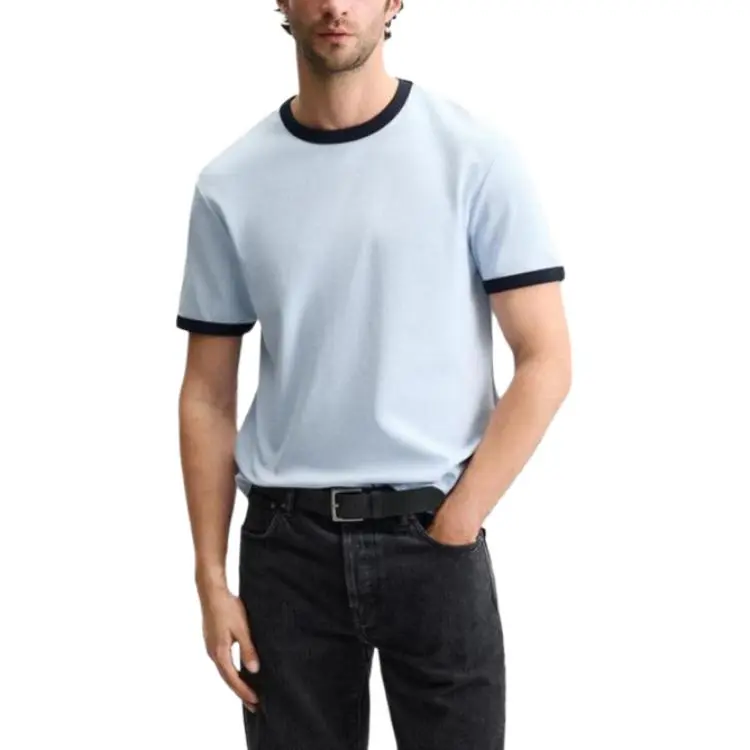 ZARA T Shirts Men Sky Blue-2
