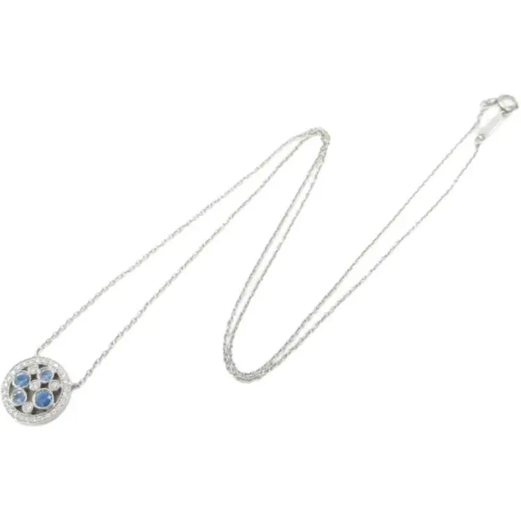 TIFFANY & CO. 2010s Platinum Cobblestone Diamond And Sapphire Necklace-1