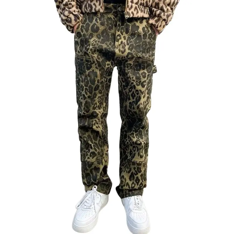 NHZN Jeans Unisex Leopard Print-1