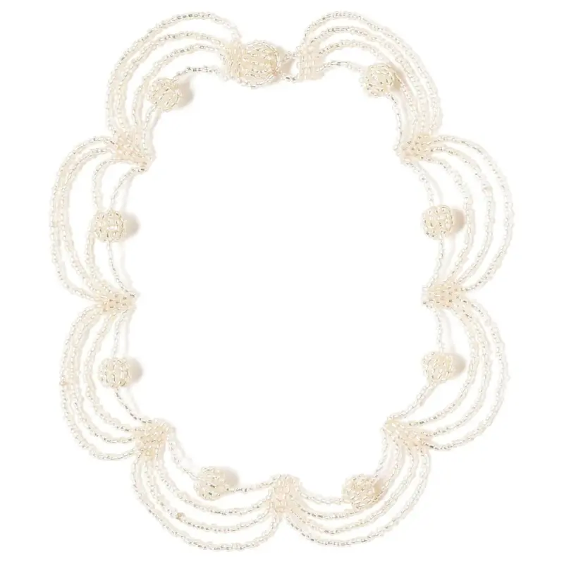 Beams Plastic Glass Necklaces Women's Silver/Ecru-1