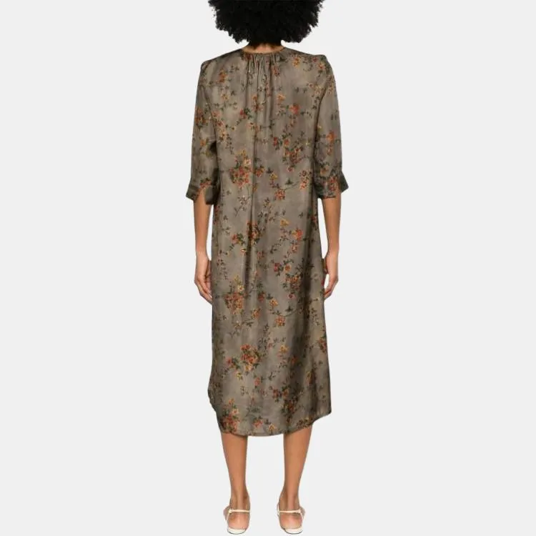 UMA WANG Floral Printed Long Sleeved Dress-3