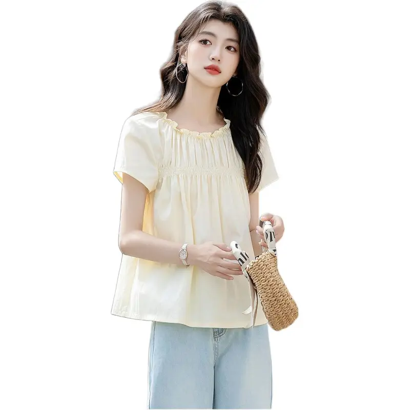 Mu Xiao Xin Shirts Women's Beige-1