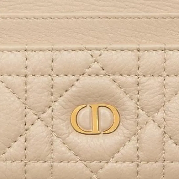 DIOR Calfskin Card Holder Women's Pink Beige-2
