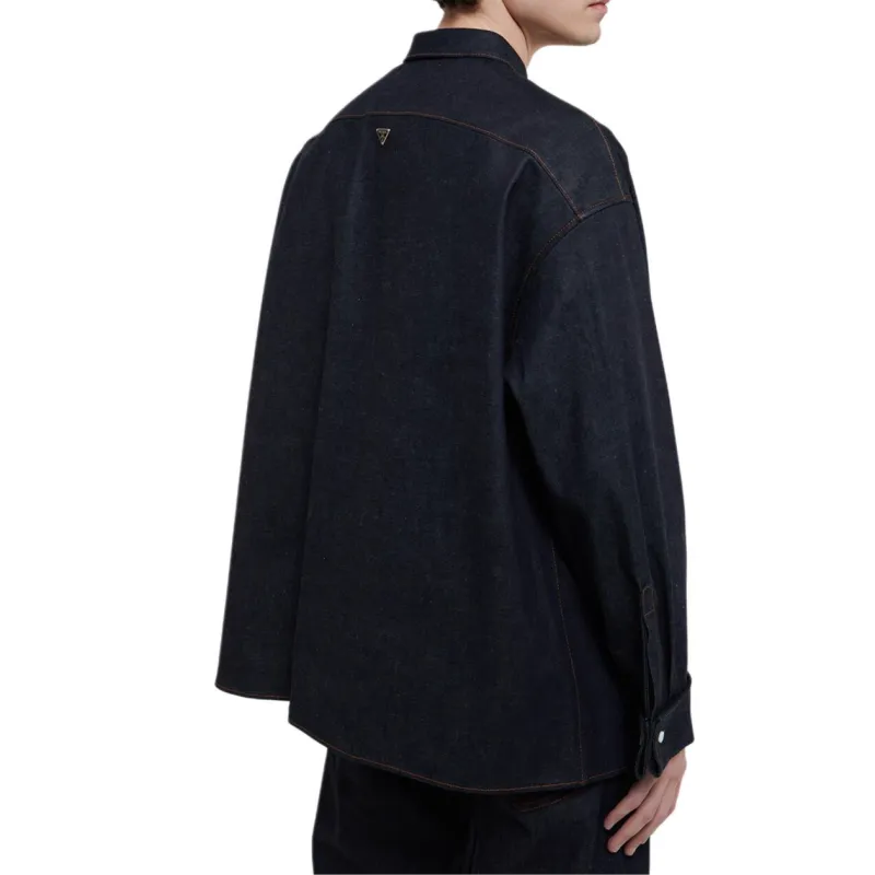 PRADA Enamel triangle logo Denim Shirt-3