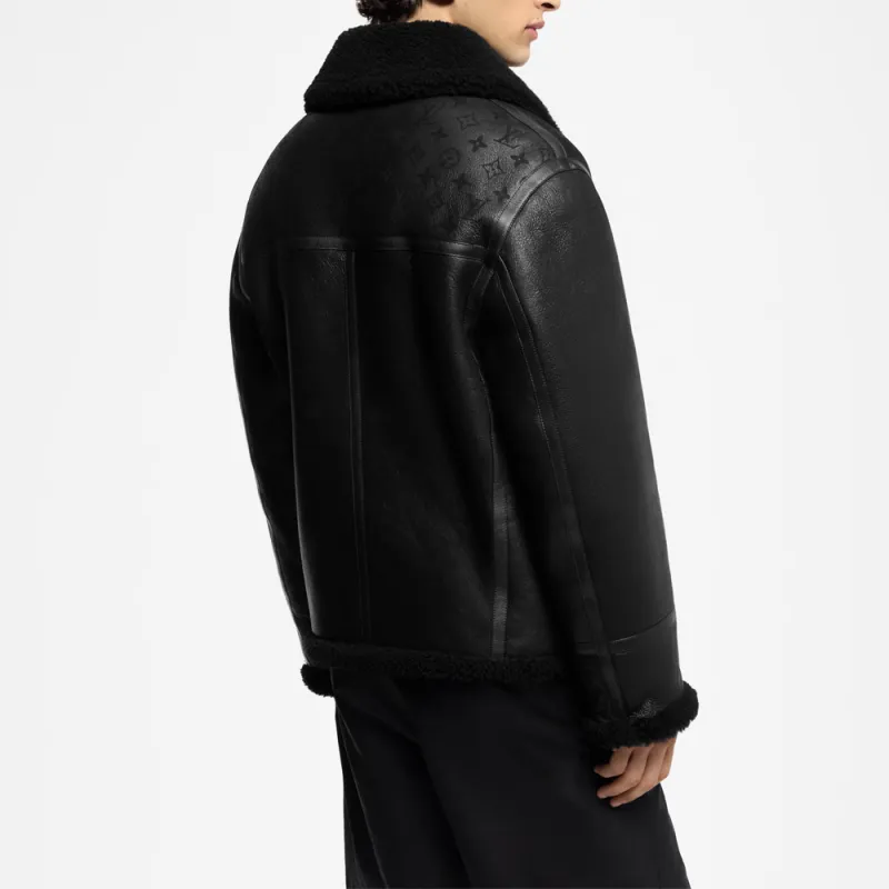 LOUIS VUITTON FW24 Leather Jacket Men's Black-4