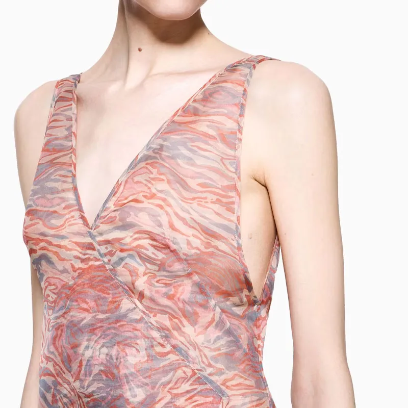 GIORGIO ARMANI Printed Silk Organza Long Dress-3